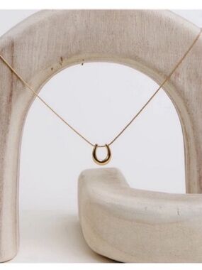 New! Gold Horseshoe Pendant Necklace (1033) NWOT